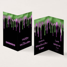 Mini Grönt Lila Slime Halloween Classroom-kort Visitkort