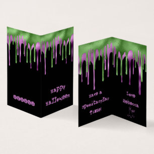 Mini Grönt Lila Slime Halloween Classroom-kort Visitkort