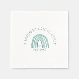 Mini-grönt och blåfärgad tonerboho-regnbåge pappra pappersservett