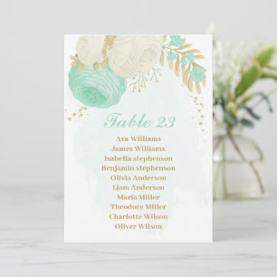 Mini grönt&vita blommor guld-sittplatskort inbjudningar