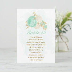 Mini grönt&vita blommor guld-sittplatskort inbjudningar