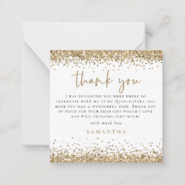 MINI Guld Glitter Photo Quinceañera Tack Anteckningskort
