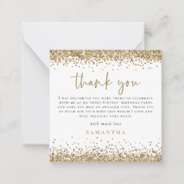 MINI Guld Glitter Photo Sweet sixteen Tack Anteckningskort