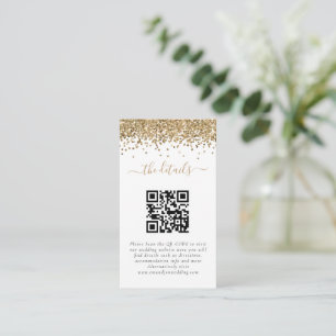 Mini guld glitter QR-kod Bröllopsdetaljer Tilläggskort