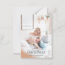 Mini Guld Winter Greenery God jul Photo Anteckningskort