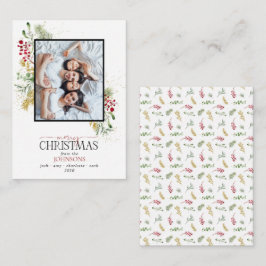 Mini Guld Winter Greenery God jul Photo Anteckningskort