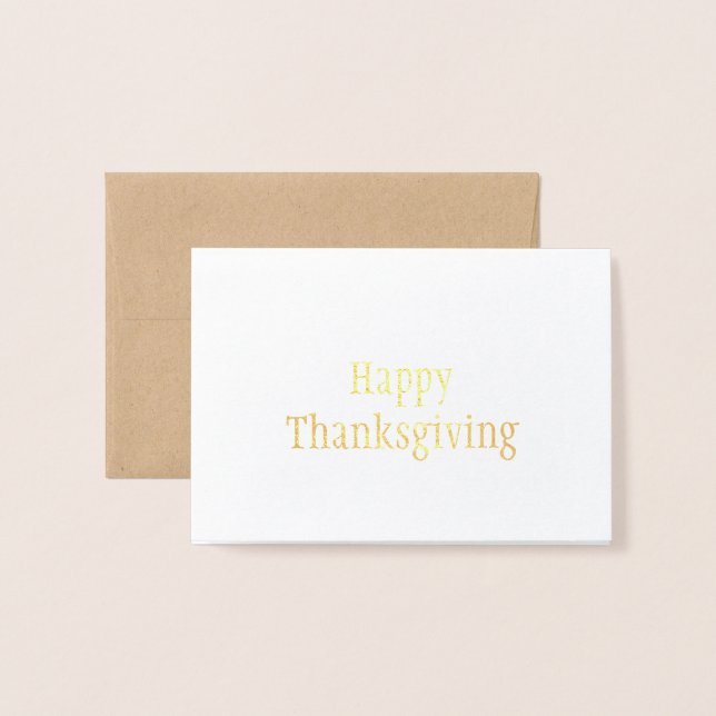 Mini-guldfärgat Thanksgiving med enkel Elegant Folierat Kort (Framsida med kuvert)