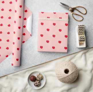 Mini Heart-design - Rosa och rött Presentpapper