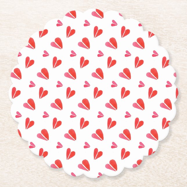 MINI HEARTS Scalloped Round Papper Underlägg (Framsida)