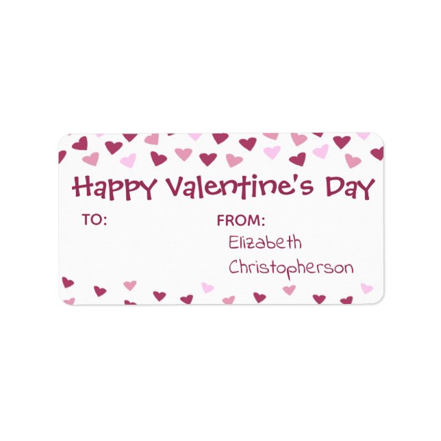 Mini Hjärter TILL FRÅN Valentine Treat Adressetikett (Framsidan)