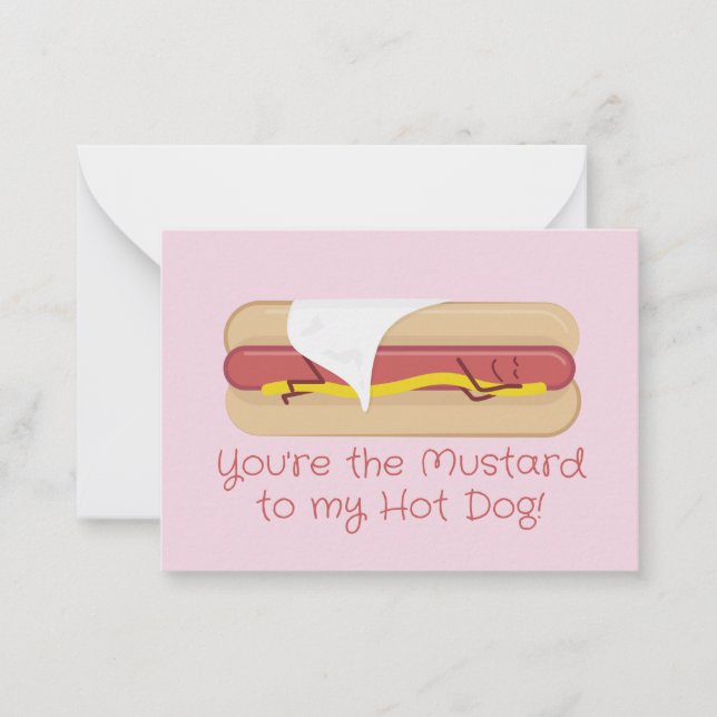 Mini Hot Dog Valentine Card | Light Pink Anteckningskort (Framsida)