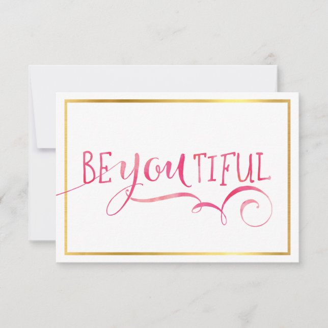 MINI INSPIRATION CARD be-du-tiful typography rosa Tack Kort (Framsida)