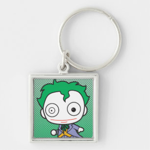 Mini Joker Fyrkantig Silverfärgad Nyckelring