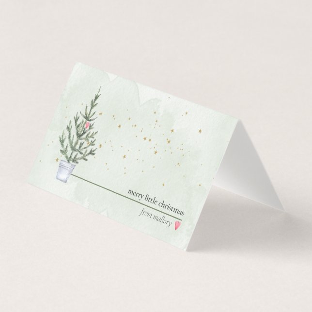 Mini-julanteckningskort med ditt namn visitkort (Framsida)