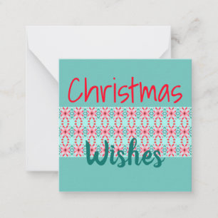 Mini julkort i teal, rött och rosa anteckningskort