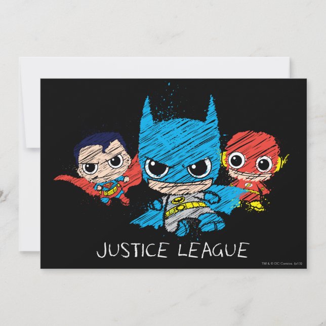 Mini Justice League Sketch Inbjudningar (Framsida)