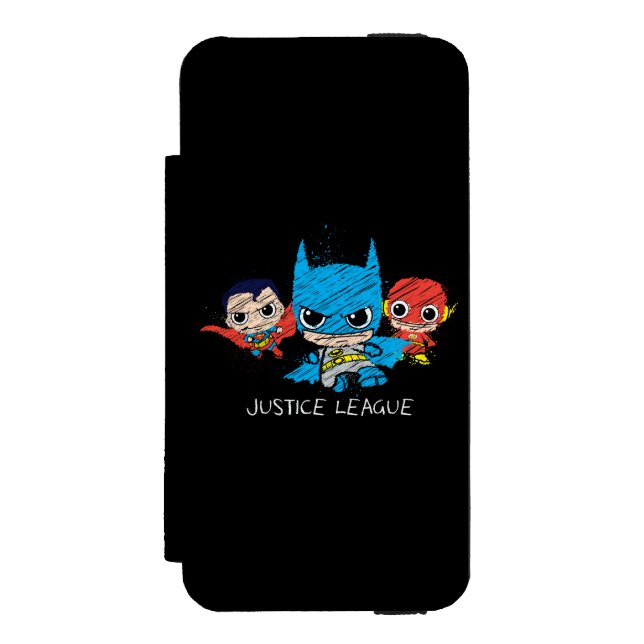 Mini Justice League Sketch Incipio iPhone Wallet Skal (Folio Framsidan)