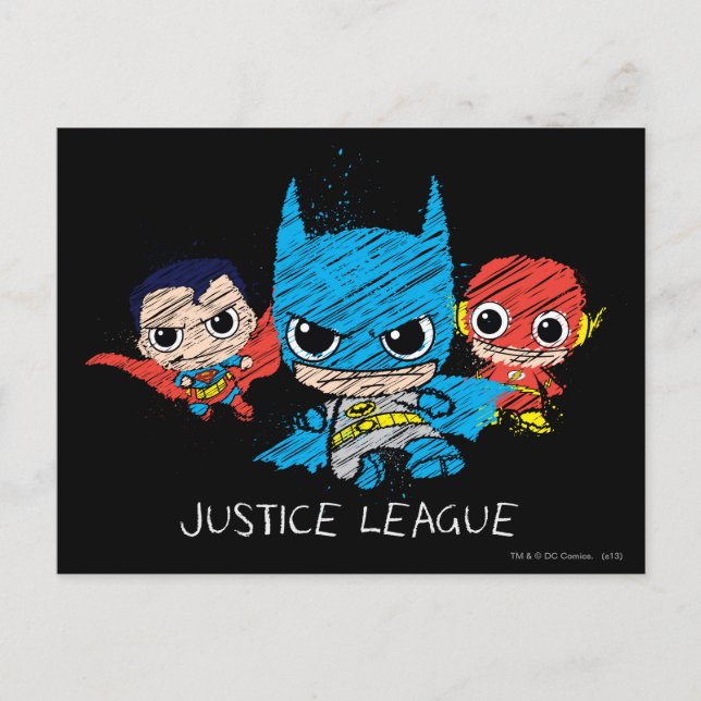 Mini Justice League Sketch Vykort (Framsida)