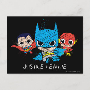 Mini Justice League Sketch Vykort