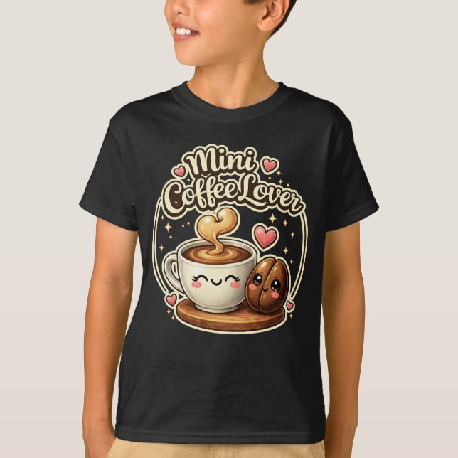 Mini kaffefanatiker söt presentidé för barn som äl t shirt (Framsida)