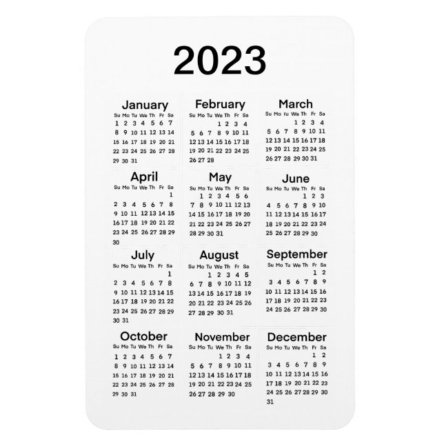 Mini-kalender 2023 magnet (Vertikal)