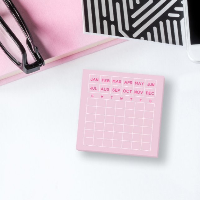 Mini-kalender för rosa minimalistisk månadsplaneri post-it block (Skapare uppladdad)