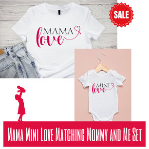 Mini Kärlek Matching Mamma och Me Valentine Baby T Shirt