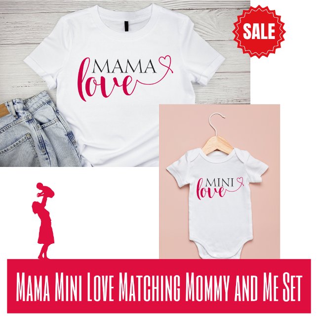 Mini Kärlek Matching Mamma och Me Valentine Baby T Shirt (Matching Valentine Mommy and Mini Set)