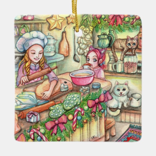 Mini- kock i kök julgransprydnad keramik (Framsida)