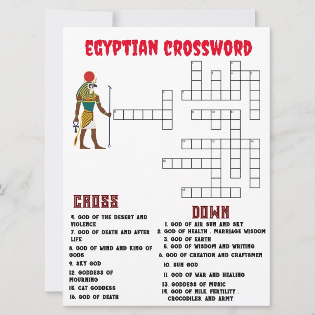 Mini-korsordet egyptiska sol-gud julkort (Framsida)