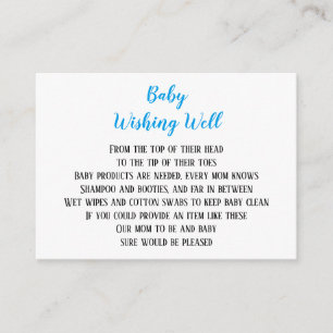 Mini-kort för Blue Pojke Wishing well Baby Shower Tilläggskort