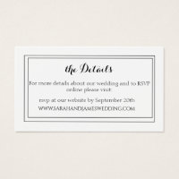 Mini-kort för elegant White Script Bröllop-webbpla