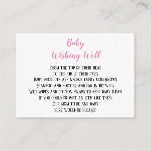 Mini-kort för rosa Flicka Wishing well Baby Shower Tilläggskort
