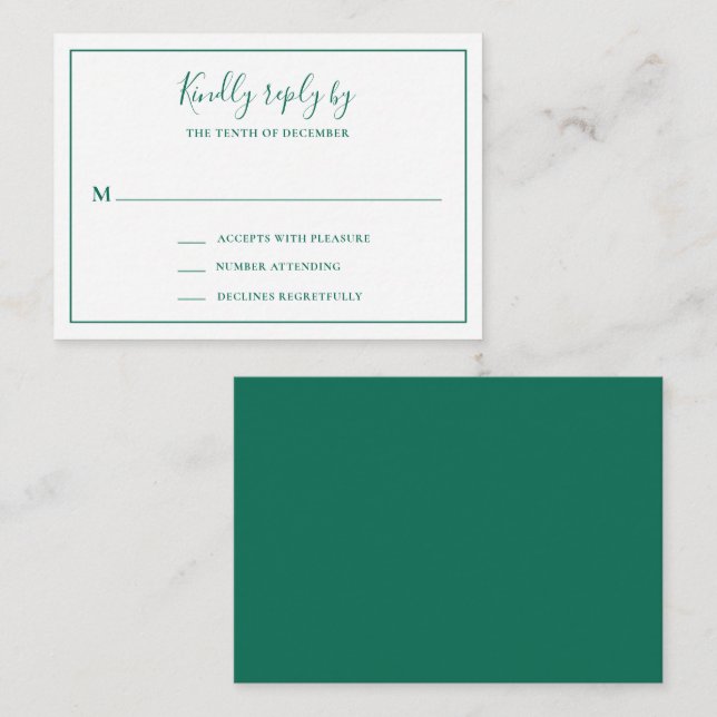 Mini-kort för traditionell Emerald Grönt Anteckningskort (Fram/baksida)