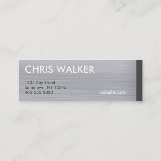 Mini-kort med borstat titan metall struktur mini visitkort (Framsida)