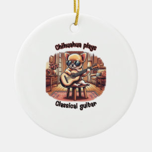 Mini Maestro Chihuahua Gitarrist Julgransprydnad Keramik