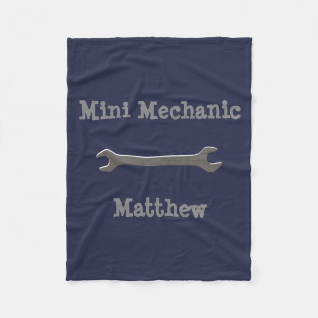 Mini Mechanic Custom Name Fleece Blanket (Framsidan)
