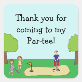 Mini Miniature Golf Birthday Favor Tack Fyrkantigt Klistermärke