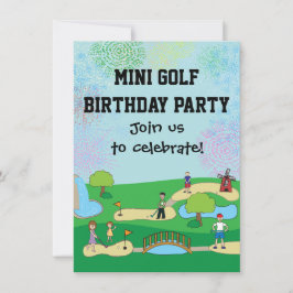 Mini Minigolf Födelsedagsfest inbjudan