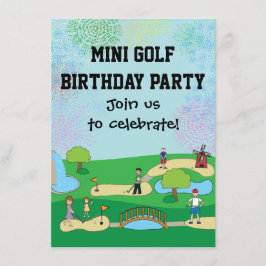 Mini Minigolf Födelsedagsfest inbjudan