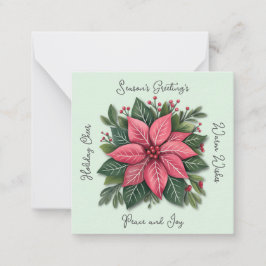 Mini Mint Grönt Poinsettia jul Anteckningskort
