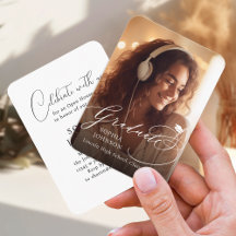 Mini Modern Calligraphy Photo Studenten inbjudan