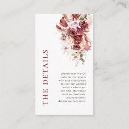 Mini Modern Dusty Rosewood QR Wedding Details Tilläggskort