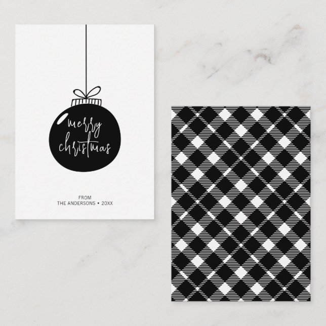 Mini Modern God jul Ornament Helgdag Anteckningskort (Fram/baksida)