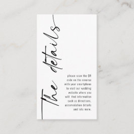 Mini modern kalligrafi QR-kod Bröllopsdetaljer Tilläggskort