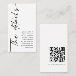 Mini modern kalligrafi QR-kod Bröllopsdetaljer Tilläggskort