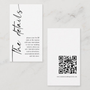 Mini modern kalligrafi QR-kod Bröllopsdetaljer Tilläggskort