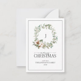 Mini Monogram Blommigt av bomull Utandning God jul Anteckningskort