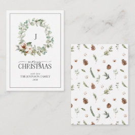 Mini Monogram Blommigt av bomull Utandning God jul Anteckningskort