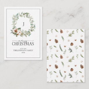 Mini Monogram Blommigt av bomull Utandning God jul Anteckningskort